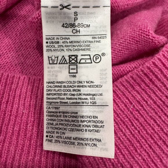 Banana Republic Italian Cashmere/Wool Blend Sweater Barbie Pink, Ruffle Cuffs SM - Picture 5 of 5